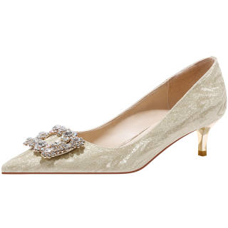 LANMOU Slim Heel High Heels 4.5cm Women's Gold
