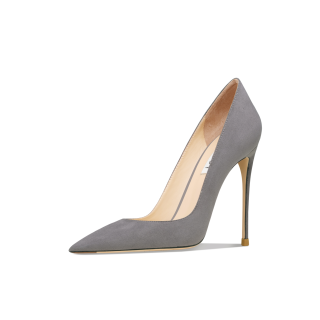 Suyymakk Suede Slim Heel High Heels Women's Dark Gray