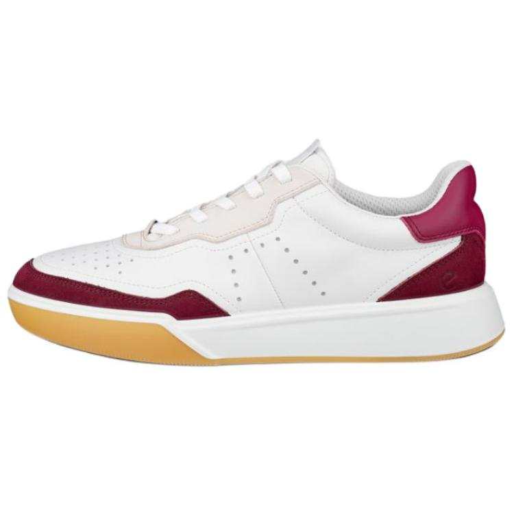 Ecco Street Court Leather Low top Casual Shoes Women's White Red