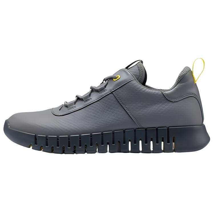 Ecco Cow Leather Comfortable And Trendy Low top Casual Shoes Men's Gray