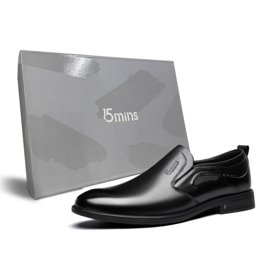15 MINS Top Grain Cow Leather Dress Shoes Men's Black