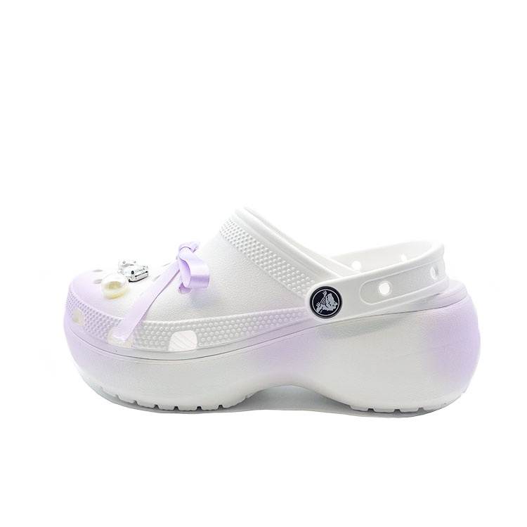 Crocs Crocs Classic Platform Lined Clog Purple Bowknot, Cute Campus, Beach EVA Clogs Unisex White