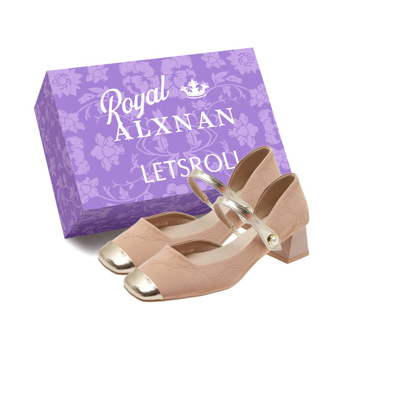 Alxnan Mary Jane Shoes Women's Beige/Pink