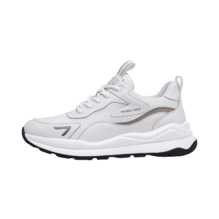 YISHUANGXIEDETONGHUA Breathable Moisture Wicking Height Increasing Low top Casual Shoes Men's White