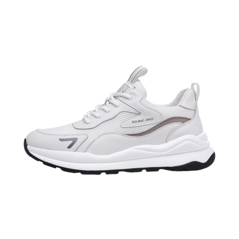 YISHUANGXIEDETONGHUA Breathable Moisture Wicking Height Increasing Low top Casual Shoes Men's White