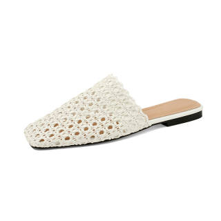HONGYANGLIN Odor Resistant Closed Toe Slippers Women's Ecru
