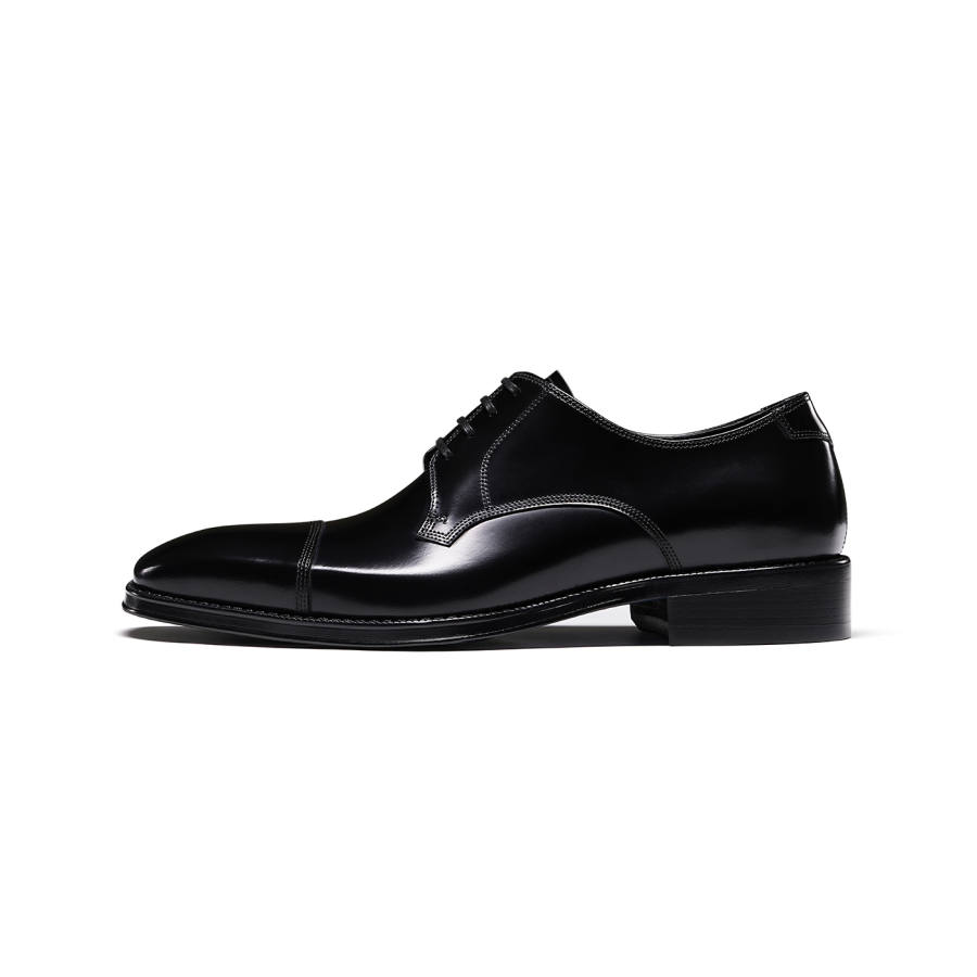 TRUFFAUT Refined Square Toe Derby Shoes Top Grain Cow Leather Dress Shoes Men's Black