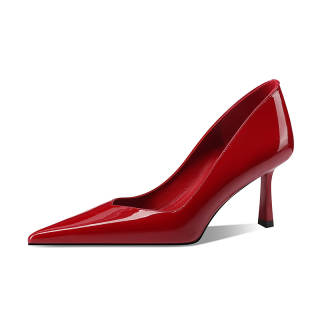 GERUIDIOU Patent Leather Slim Heel High Heels Women's