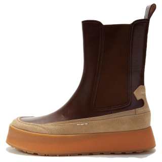 UNO FLATU Top Grain Cow Leather Short Chelsea Boots Women's Clay Brown