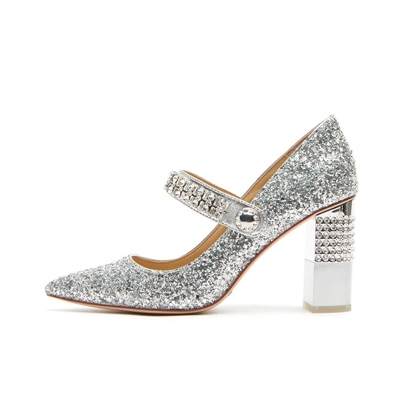 BLOCCO5 Light Of The Future Chunky Heel High Heels 8.5cm Women's Silver