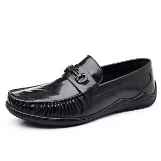 YISHUANGXIEDETONGHUA Sheepskin Casual Shoes Men's Black