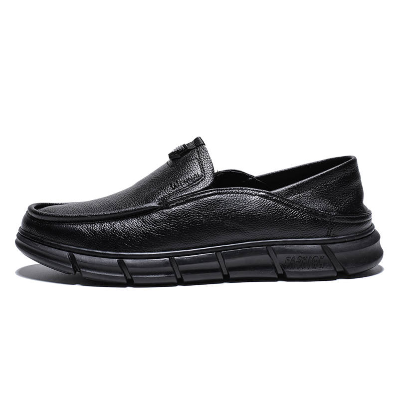 WENNAI Top Grain Cow Leather Casual Shoes Men's Black