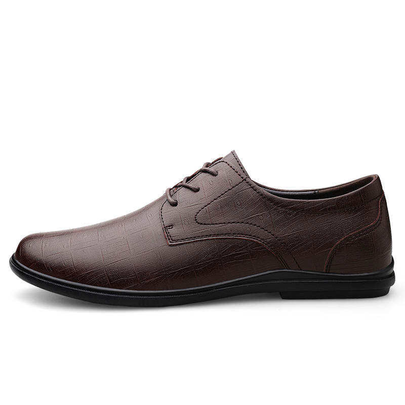 YINGLUNQISHI Top Grain Cow Leather Casual Shoes Men's Brown