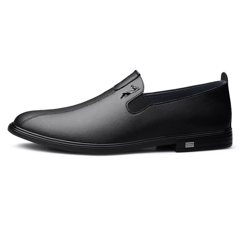 YINGLUNQISHI Top Grain Cow Leather Casual Shoes Men's Black