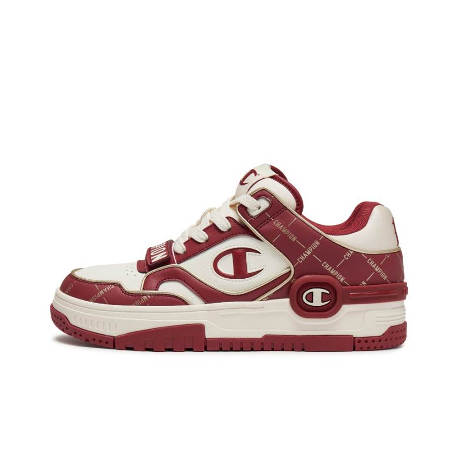 Champion Textile, Synthetic Leather Low top Skateboard Shoes Unisex Milk White/Ash Red