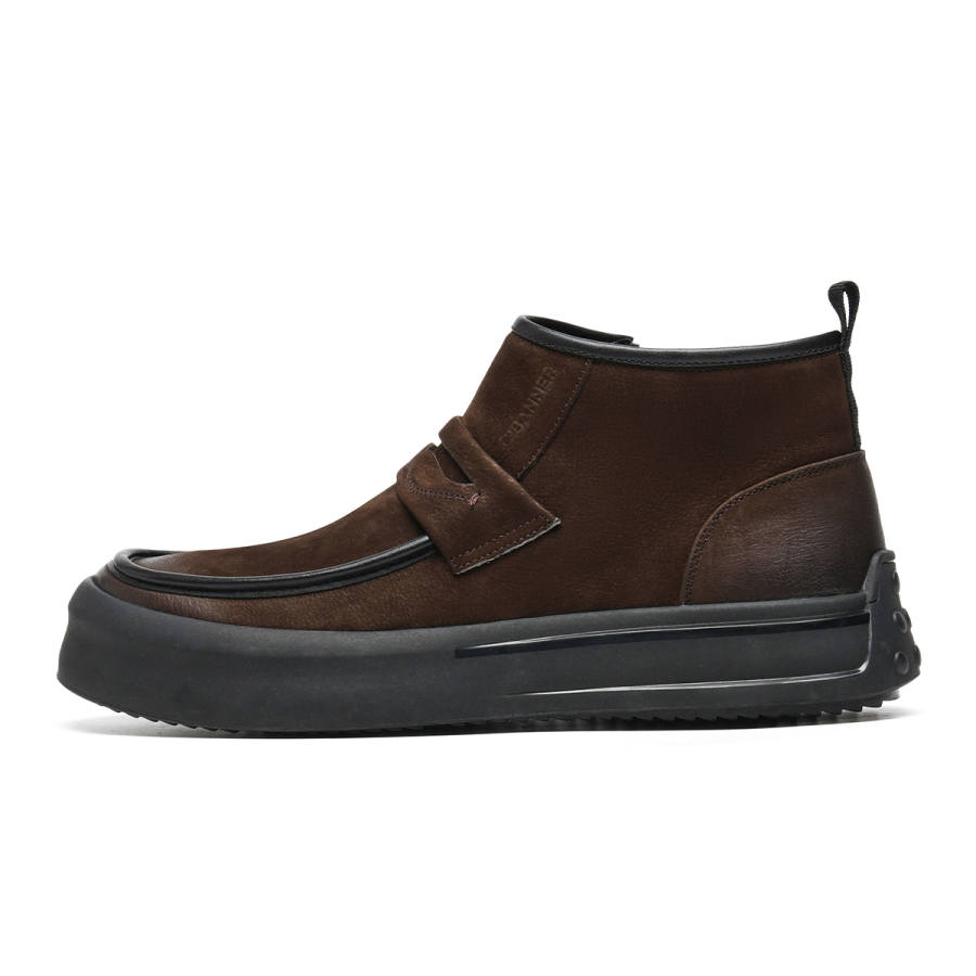 C°BANNER Cow Leather Commute Business Loafers Fleece Lined Men's Casual Shoes Men's Brown
