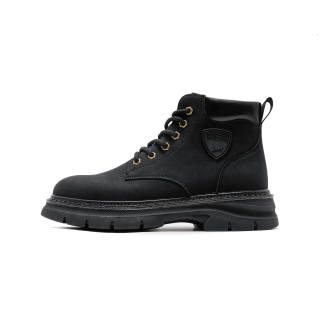 AUTOMOBILI LAMBORGHINI Cow Leather Crew Combat Boots Men's