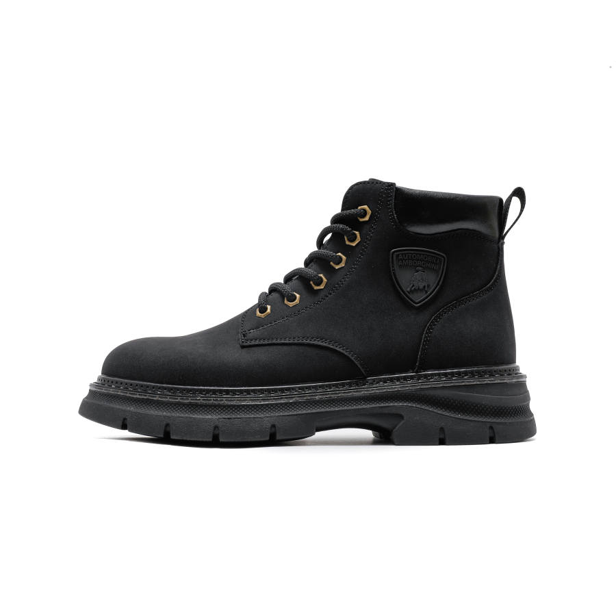 AUTOMOBILI LAMBORGHINI Cow Leather Crew Combat Boots Men's
