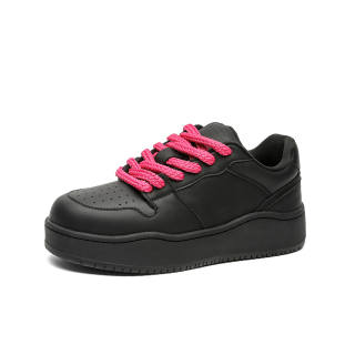 Lanza Night Black Platform Height Increasing 7cm Athleisure Fall Winter Design Couple Puffy Shoes Leather