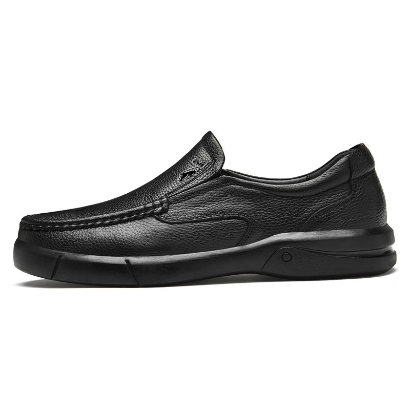 YINGLUNQISHI Top Grain Cow Leather Casual Shoes Men's Black