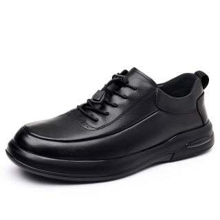 JANECO Top Grain Cow Leather Men's Casual Shoes Men's Black