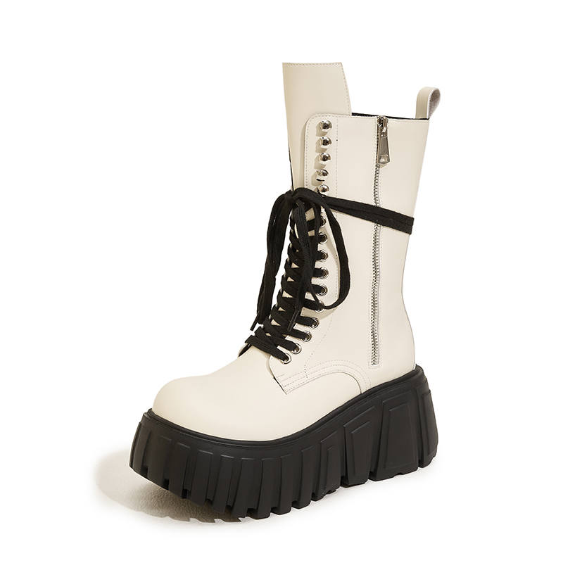 MILANLIANGE Crew Combat Boots Women's