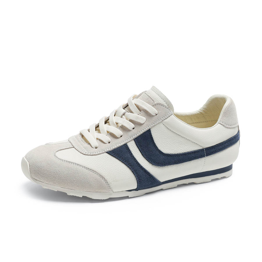 AOKANG Cow Leather Low top Casual Shoes Men's White Blue