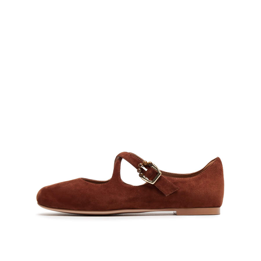 Joypeace Mocha Mousse Sheepskin Mary Jane Shoes Women's Brown