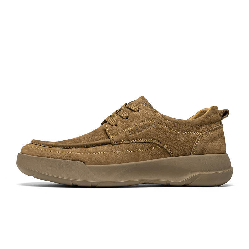 Mulinsen Top Grain Cow Leather Casual Shoes Men's Khaki