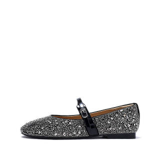 Brut Ros′e Microfiber Leather Flat Mary Jane Shoes Women's