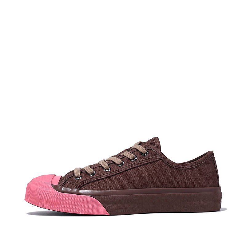 BELLALILY Slip Resistant, Breathable, Lightweight Low top Canvas Shoes Women's Pink Brown