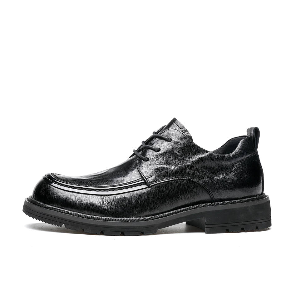 15 MINS Sheepskin Comfortable Round Toe Dress Shoes Men's Black