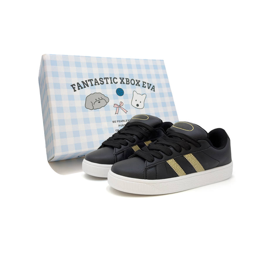 FANTASTIC XBOX Low top Skateboard Shoes Women's Black Gold