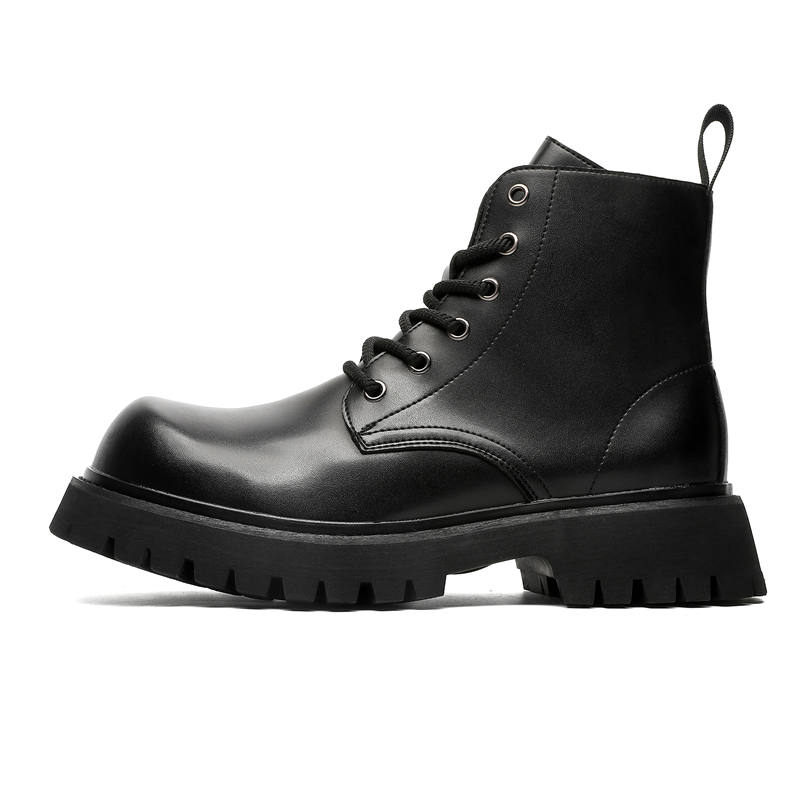 PINYI PINYI Microfiber Leather Short Combat Boots Men's Black
