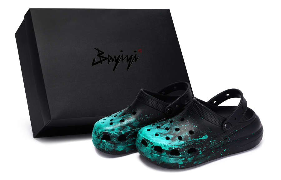 Crocs Classic Clog 811 Manufacturing, Conspiracy Scene, Special Shoe Box Clogs Unisex Black Tiffany Color