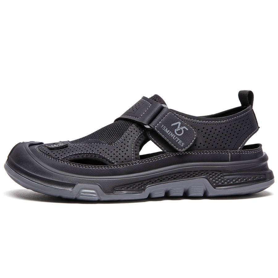 15 MINS Textile, Synthetic Leather Breathable And Slip Resistant River Trekking Shoes Men's Black