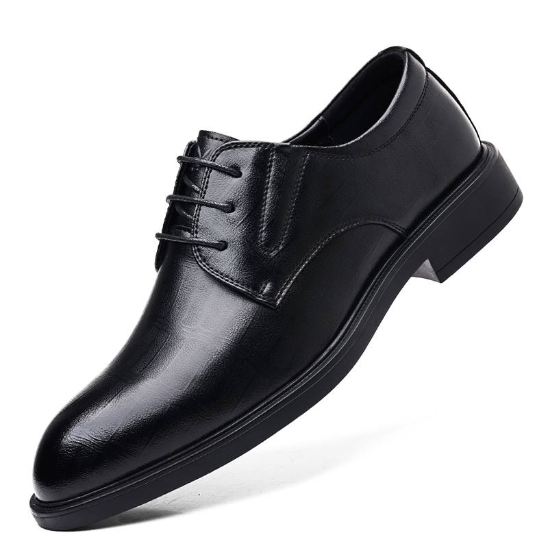 Playboy Cow Split Leather Dress Shoes Men's Black