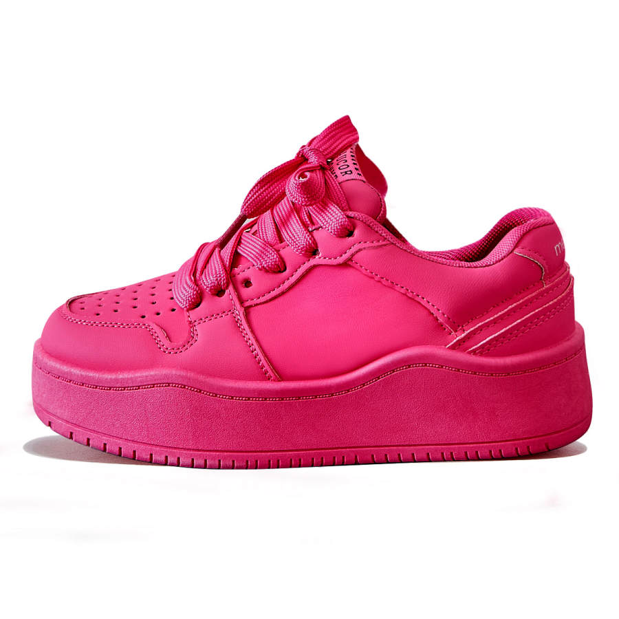 Medd Puffy Shoes PU Synthetic Leather Breathable Height Increasing Low top Skateboard Shoes Women's