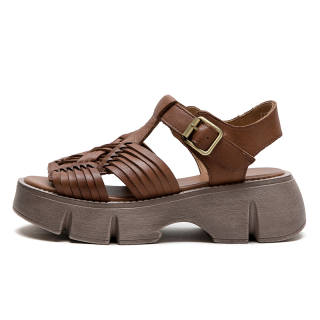 JIEZHOU Top Grain Cow Leather Roman Sandals 4.5cm Women's