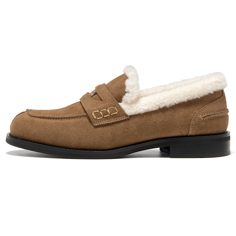 Beau Today Fleece Lined Minimalist Style Versatile Fleece Lined Loafers 2.5cm Women's