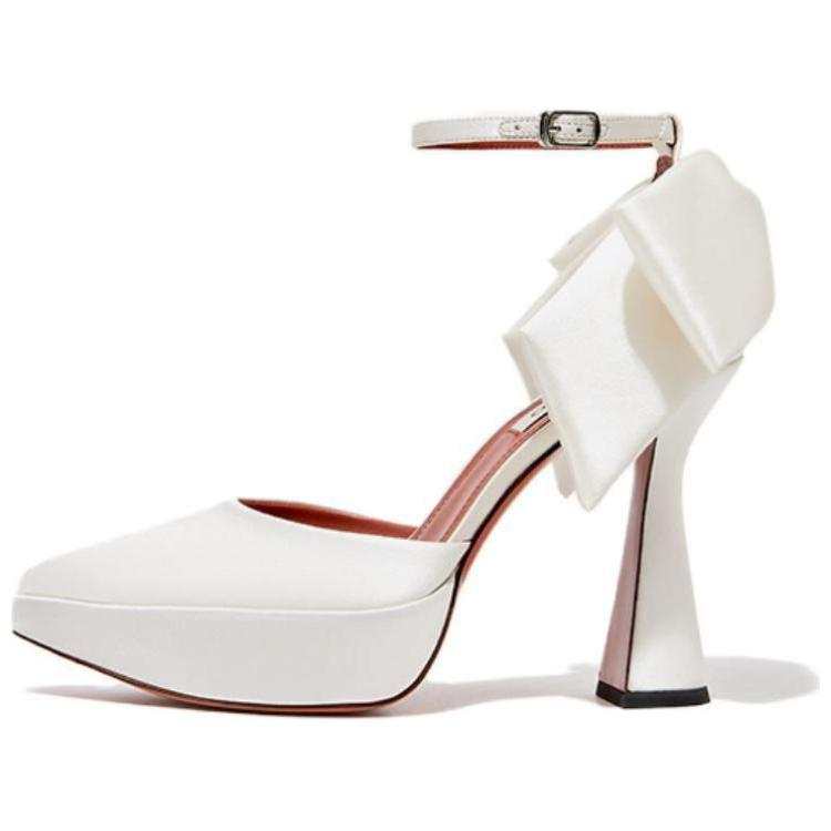 SHOESZOOO Main Yarn Wedding Shoes Silk Chunky Heel High Heels 12cm Women's White