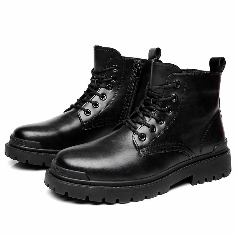 PNKE PNKE Microfiber Leather Short Combat Boots Men's Black
