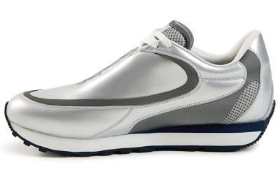 CONP Top Grain Cow Leather Abrasion Resistant Abrasion Resistant Low top Casual Shoes Unisex Reflective Silver