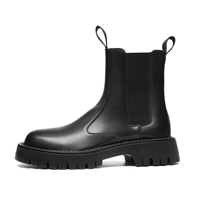 ZHENRAN Minimalist Biker Boots Fleece Lined Thermal Platform Height Increasing Chelsea Boots Men's