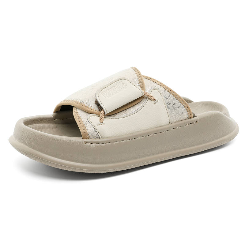 V ZERO FIVE V ZERO FIVE Rubber Sole Leather Patchwork Slip Resistant Cushioning Slide Slippers Men's