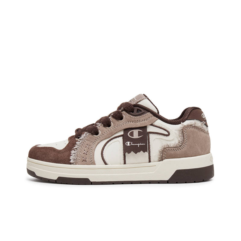 Champion Ribbon Shoes Textile, Synthetic Leather, Split Cow Leather Balance Low top Skateboard Shoes Unisex