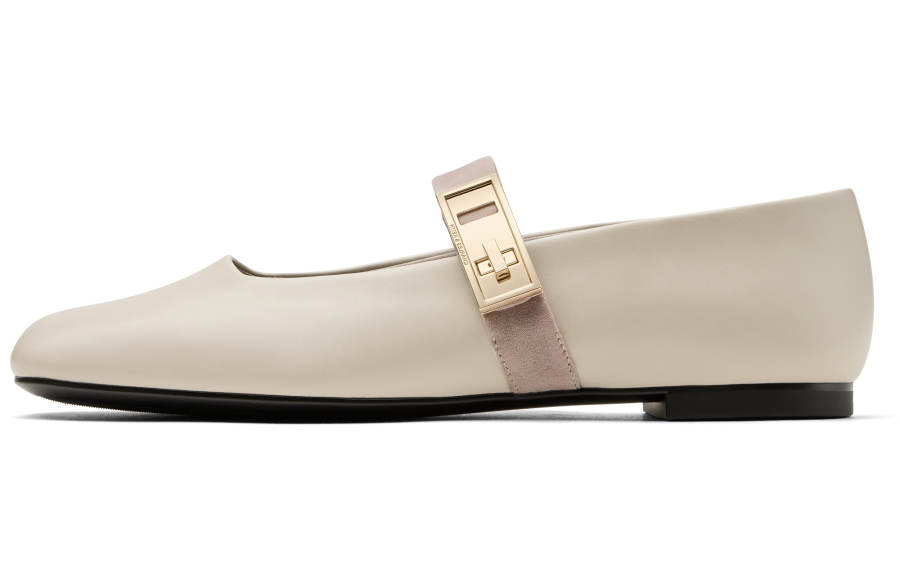 CHARLES&KEITH Small Ck PU, Textile Flat Mary Jane Shoes 1CM Women's