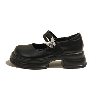 BOJUEMAO Cow Split Leather Mary Jane Shoes Women's