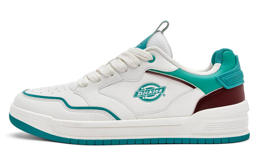 Dickies Textile, Synthetic Leather Low top Skateboard Shoes Men's White Lake Blue