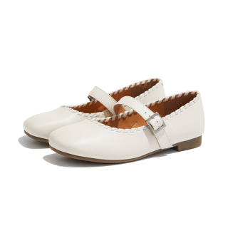 CHIBANG Sheepskin Chunky Heel Mary Jane Shoes 1.5cm Women's